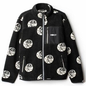 NEW ROKIT men's misfit polar fleece jacket in black men 2XL